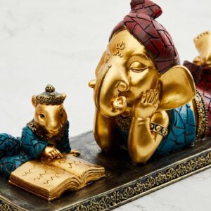 Ganesha & Mushak Reading Idol – Wisdom Meets Whimsy - Karigaari India Aesthetic Home Decor