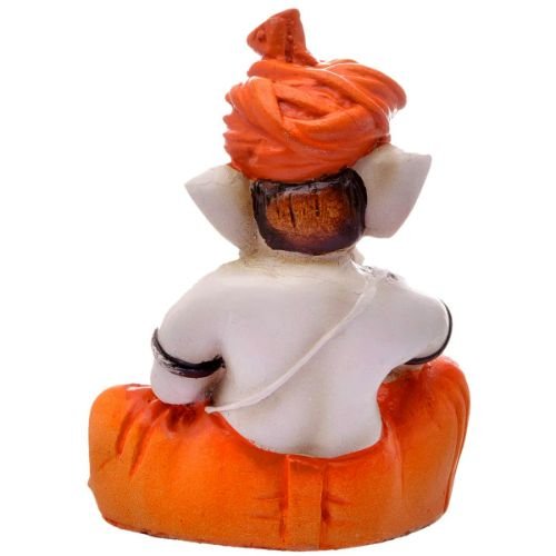 Graceful Little Lord Ganesha Figurine Playing Instruments Best One Of A Kind Design Orange For Home Decoration Premium Home Decor 6 Little Lord Ganesha Idol Playing Instruments Best & Unique Design Orange for Home Decor - Karigaari India Aesthetic Home Decor