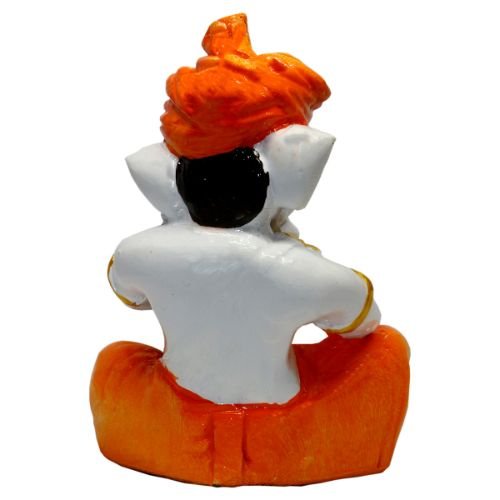 Graceful Lord Ganesha Figure Playing Instruments Best One Of A Kind Design Orange White For Home Home Decor Unique Decor Piece 6 Lord Ganesha Idol Playing Instruments Best & Unique Design Orange & White for Home Decor - Karigaari India Aesthetic Home Decor