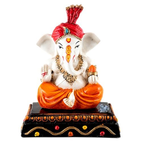 Graceful Lord Ganesha Sitting Giving Blessing With Modak In Artisan Best One Of A Kind Design Orange Color For Home Decoration Luxurious Accent 3 Lord Ganesha Sitting & Giving Blessing With Modak In Hand Best & Unique Design Orange Color for Home Decor - Karigaari India Aesthetic Home Decor