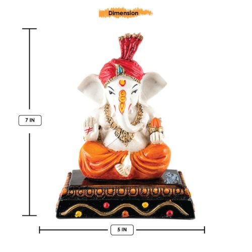 Graceful Lord Ganesha Sitting Giving Blessing With Modak In Artisan Best One Of A Kind Design Orange Color For Home Decoration Luxurious Accent 4 Lord Ganesha Sitting & Giving Blessing With Modak In Hand Best & Unique Design Orange Color for Home Decor - Karigaari India Aesthetic Home Decor