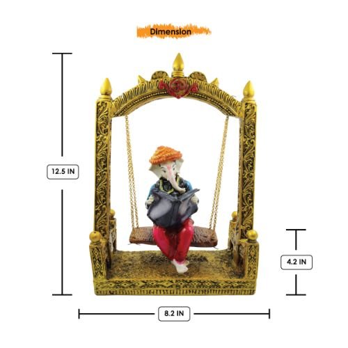 Graceful Lord Ganesha Sitting On Jhula Reading Newspaper Statue For Home Decoration Home Decor Accent 3 Lord Ganesha Sitting on Jhula Reading newspaper Idol for Home Decor - Karigaari India Aesthetic Home Decor
