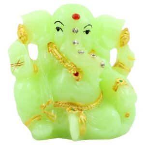 Lord Ganesha sitting Unique Crystal Green Colour Idol for Home Decor - Karigaari India Aesthetic Home Decor