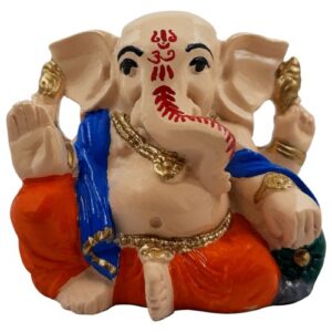 Lord Ganesha Sitting Idol Red & Blue Color for Home Decor - Karigaari India Aesthetic Home Decor