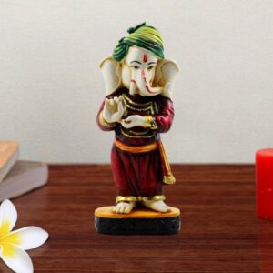 Lord Ganesha Standing And Giving Instruction Multicolor Idol for Home Decor - Karigaari India Aesthetic Home Decor