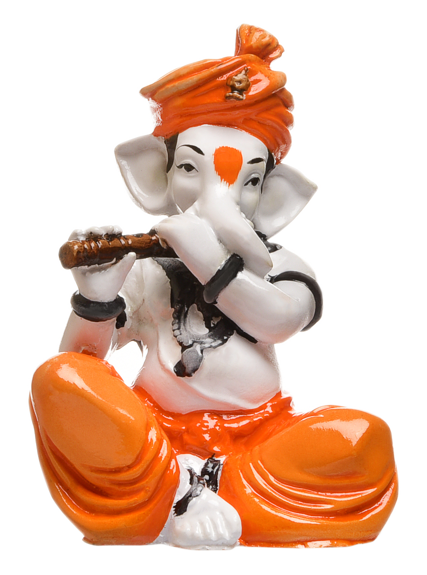 Graceful Lord Ganeshas Serenade One Of A Kind Resin Seated Flute Figure For Home Pooja Gifting Premium Home Decor 2 Lord Ganesha's Serenade: Unique Resin Seated Flute Idol for Home, Pooja & Gifting - Karigaari India Aesthetic Home Decor