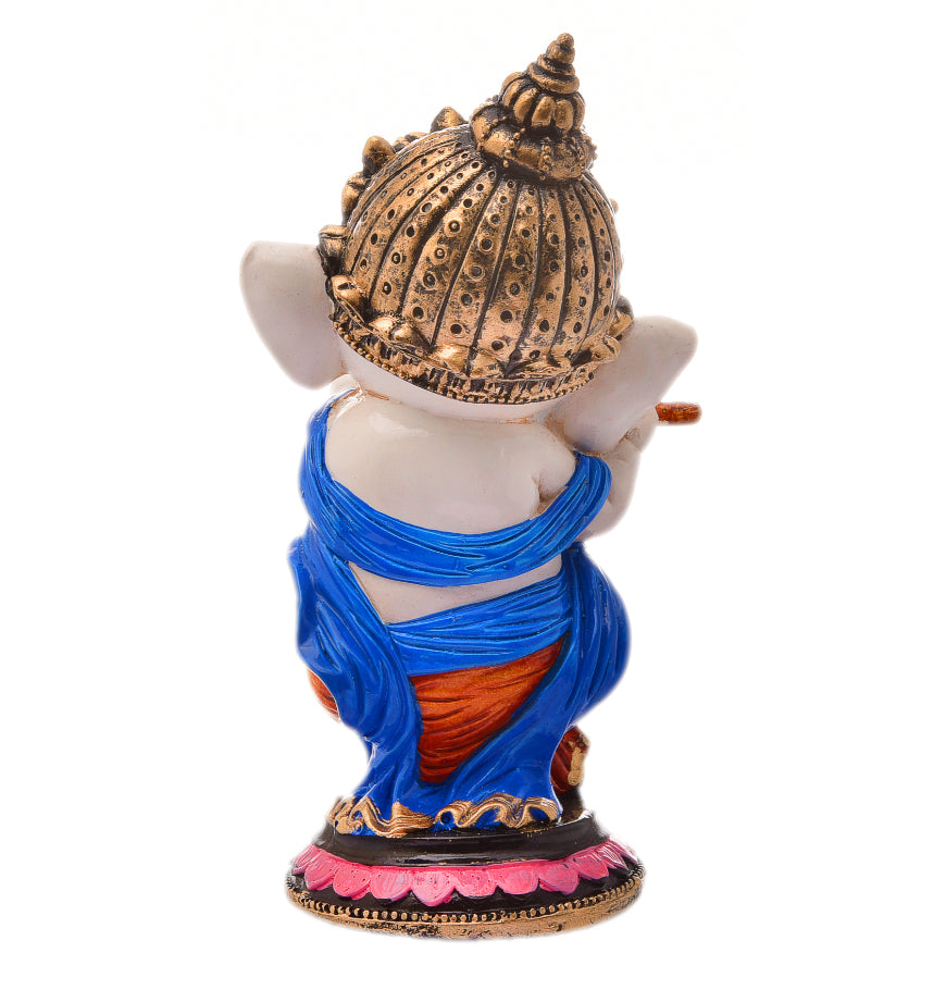 Graceful Melodic Ganesha Resin Flute Playing Figurine Lucky Home Decoration Gift Modern Ornament 5 Melodic Ganesha: Resin Flute Playing Idol - Auspicious Home Decor & Gift - Karigaari India Aesthetic Home Decor