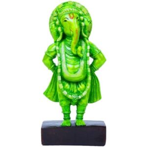 Unique Design Little Lord Ganesha Standing Green Color Best Item for Home Decor - Karigaari India Aesthetic Home Decor