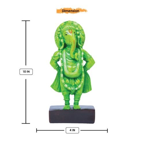 Unique Design Little Lord Ganesha Standing Green Color Best Item for Home Decor - Karigaari India Aesthetic Home Decor