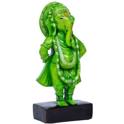 Unique Design Little Lord Ganesha Standing Green Color Best Item for Home Decor - Karigaari India Aesthetic Home Decor