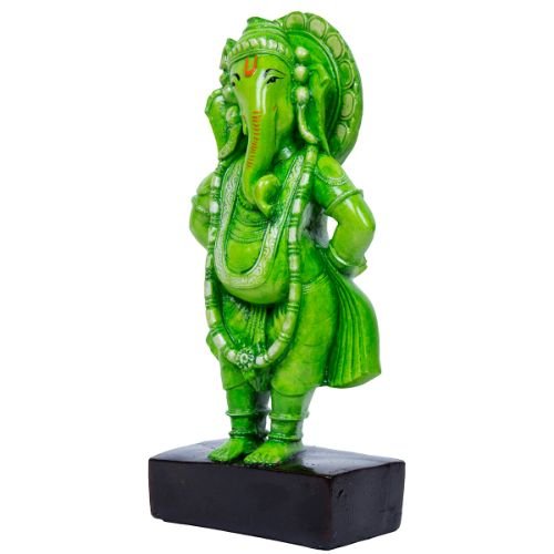 Unique Design Little Lord Ganesha Standing Green Color Best Item for Home Decor - Karigaari India Aesthetic Home Decor