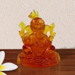 Unique Design Lord Ganesha Sitting Crystal Red Color Idol Best for Home Decor - Karigaari India Aesthetic Home Decor