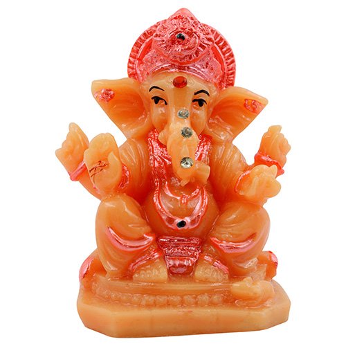 Unique Design Small Lord Ganesha Sitting Idol Orange And Pink Color Best for Home Decor - Karigaari India Aesthetic Home Decor