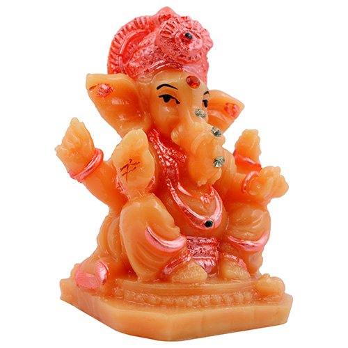 Unique Design Small Lord Ganesha Sitting Idol Orange And Pink Color Best for Home Decor - Karigaari India Aesthetic Home Decor