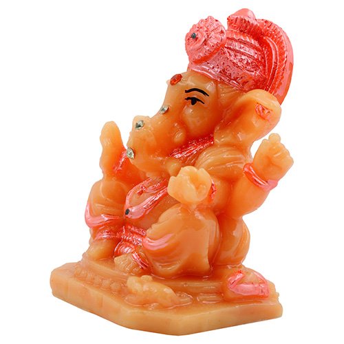 Unique Design Small Lord Ganesha Sitting Idol Orange And Pink Color Best for Home Decor - Karigaari India Aesthetic Home Decor