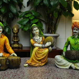 Rajasthani Musician Trio Indian Folk Art Statues - Karigaari India Aesthetic Home Decor