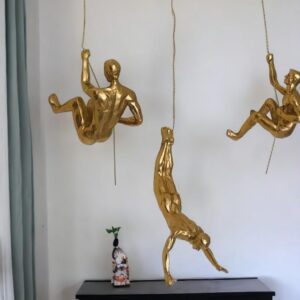 Elegant Resin Gold Climber Trio Decor - Karigaari India Aesthetic Home Decor