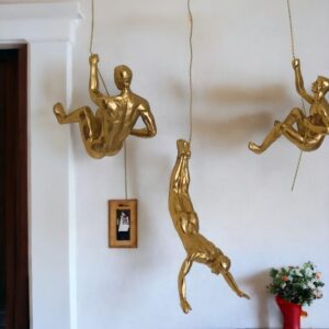 Elegant Resin Gold Climber Trio Decor - Karigaari India Aesthetic Home Decor