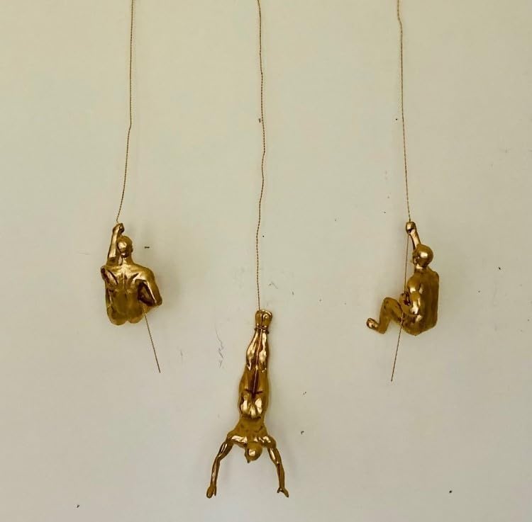 Graceful Refined Resin Gold Climber Trio Decor Unique Decor Piece 3 Elegant Resin Gold Climber Trio Decor - Karigaari India Aesthetic Home Decor
