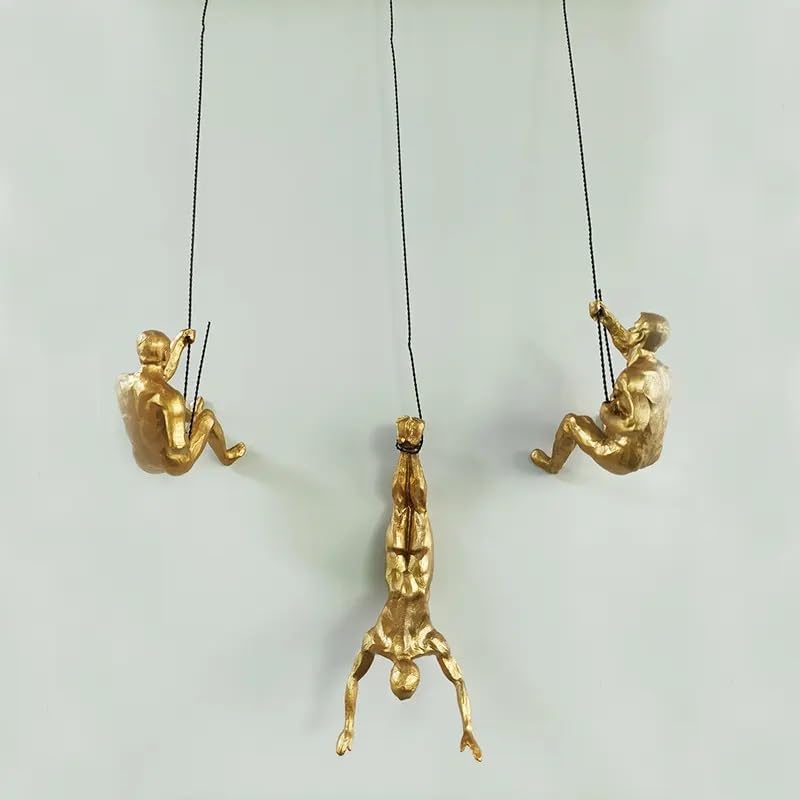 Graceful Refined Resin Gold Climber Trio Decor Unique Decor Piece 4 Elegant Resin Gold Climber Trio Decor - Karigaari India Aesthetic Home Decor