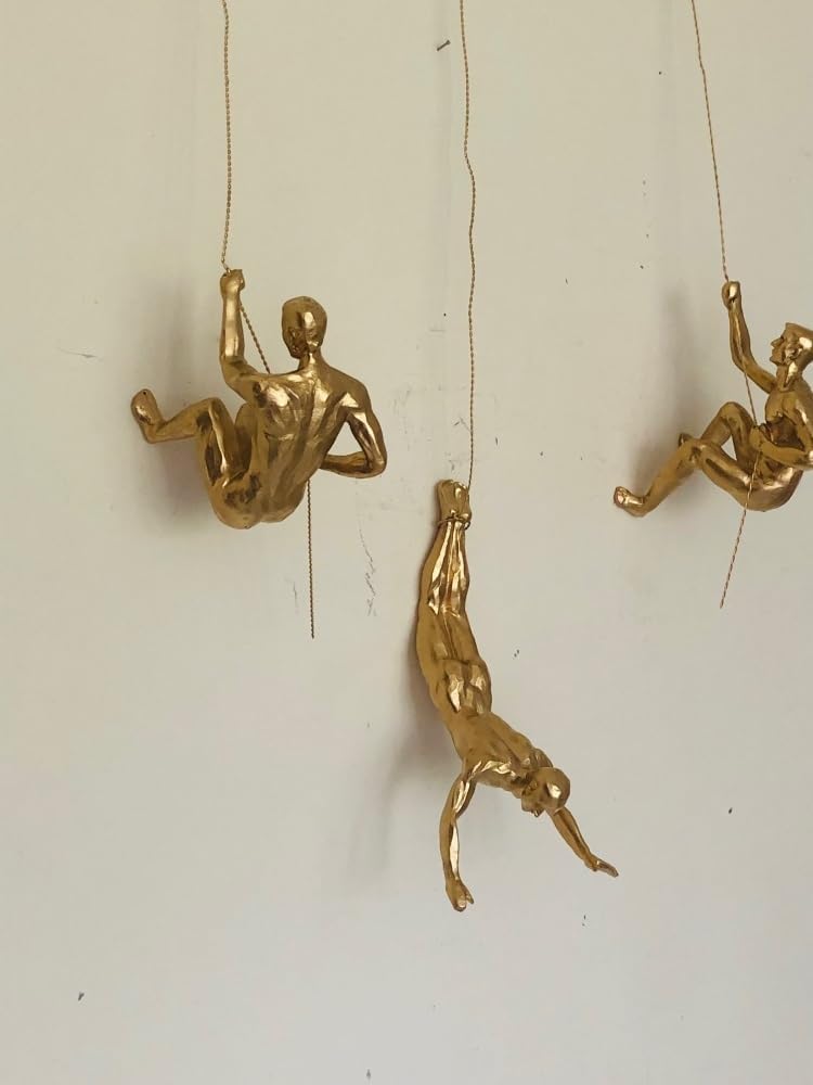 Graceful Refined Resin Gold Climber Trio Decor Unique Decor Piece 5 Elegant Resin Gold Climber Trio Decor - Karigaari India Aesthetic Home Decor
