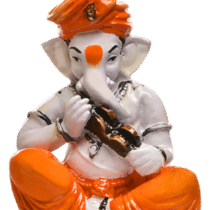Resin Flute Ganesha Idol Artistic Ganpati Statue for Home Mandir, Festive Decor & Gifting - Karigaari India Aesthetic Home Decor