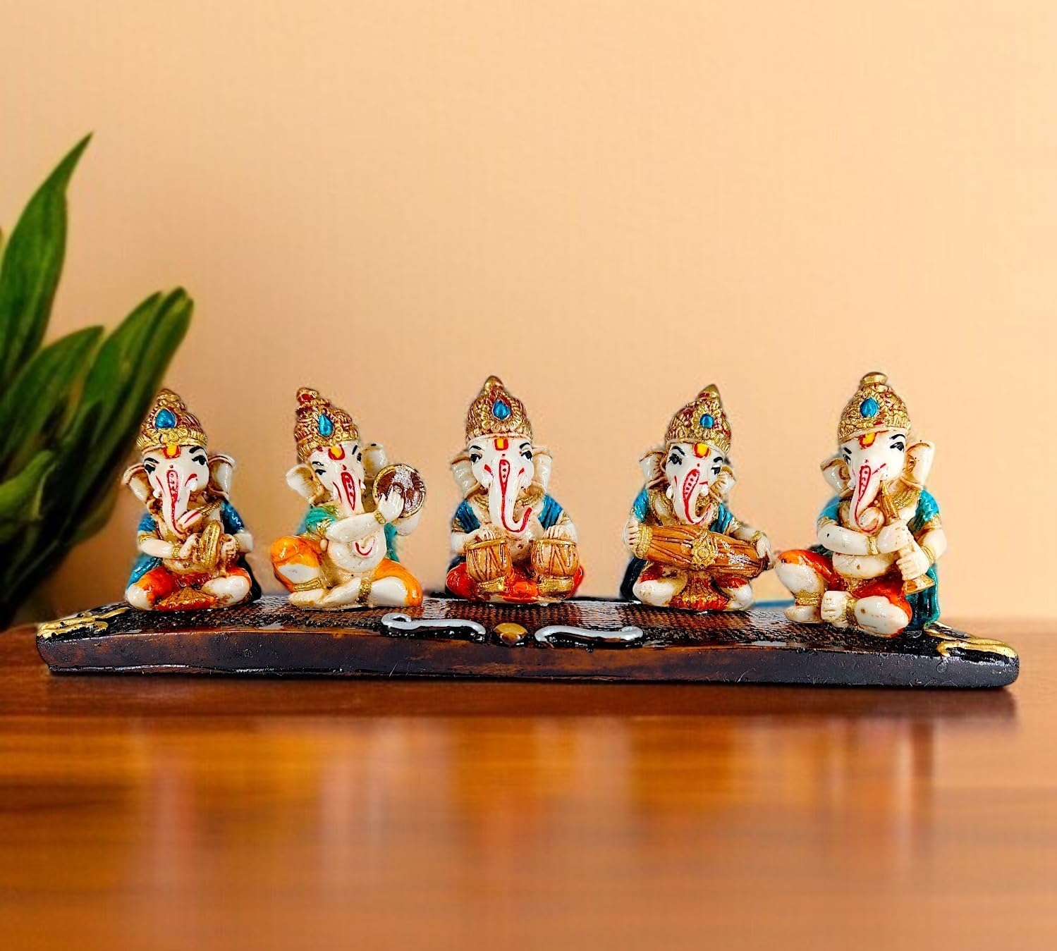 Graceful Resin Musical Ganesha Figurine Ensemble 5 Piece Decorative Statue Ensemble For Home Office Gifting Home Decoration 2