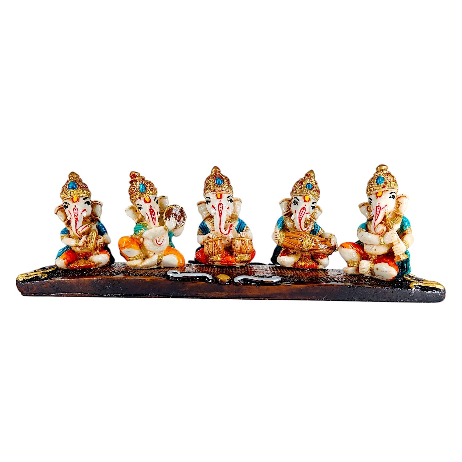 Graceful Resin Musical Ganesha Figurine Ensemble 5 Piece Decorative Statue Ensemble For Home Office Gifting Home Decoration 4