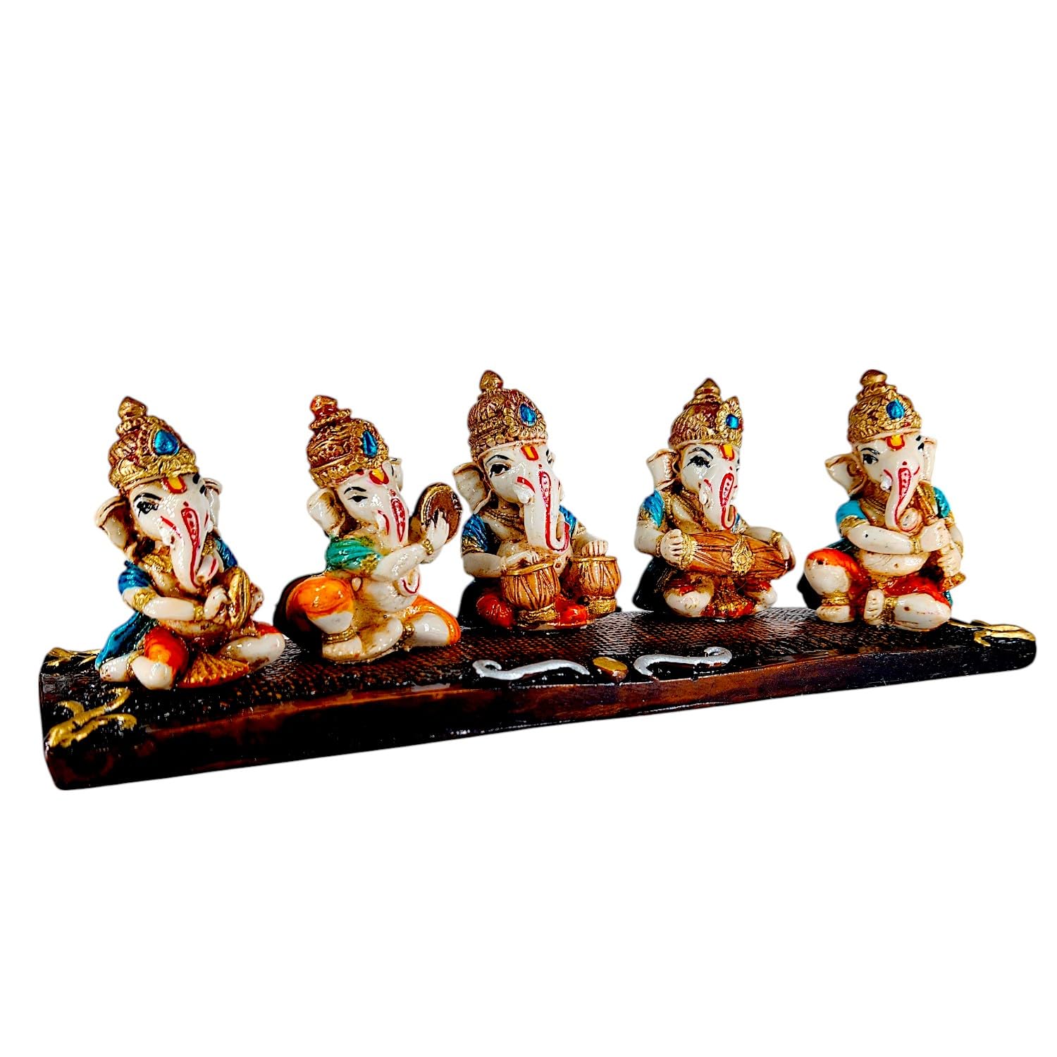 Graceful Resin Musical Ganesha Figurine Ensemble 5 Piece Decorative Statue Ensemble For Home Office Gifting Home Decoration 6