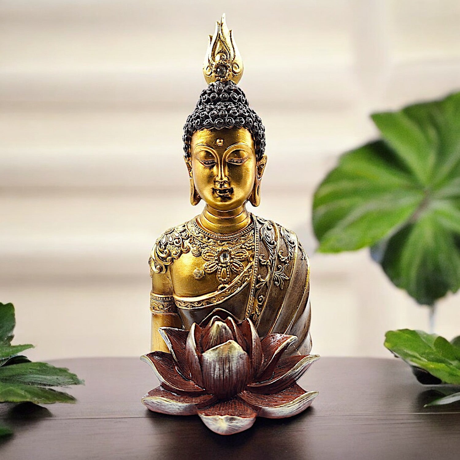 Graceful Serene Golden Buddha Figurine With Lotus Base Resin Figurine For Peace Enlightenment Home Decoration Premium Home Decor 3