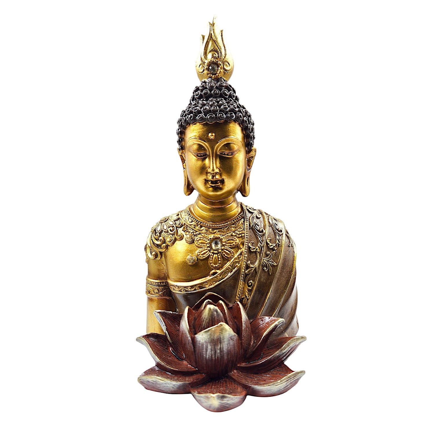 Graceful Serene Golden Buddha Figurine With Lotus Base Resin Figurine For Peace Enlightenment Home Decoration Premium Home Decor 4