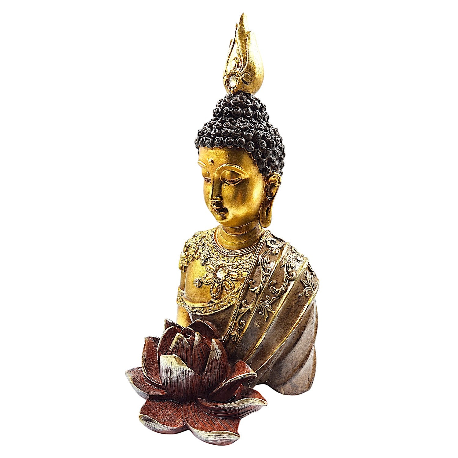Graceful Serene Golden Buddha Figurine With Lotus Base Resin Figurine For Peace Enlightenment Home Decoration Premium Home Decor 5