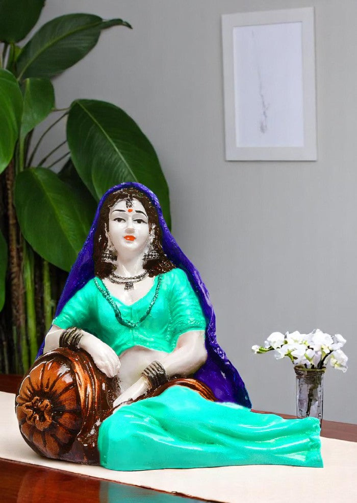 Graceful Tranquil Seated Charm Resin Lady In Repose Calm Home Decor Unique Decor Piece 1 Tranquil Seated Charm: Karigaari Resin Lady in Repose - Peaceful Home Decor - Karigaari India Aesthetic Home Decor