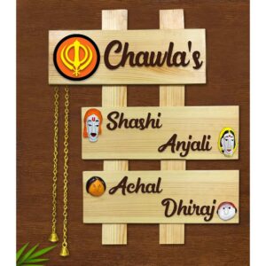 Stylish Teak Wooden Customized Family Name Plate - Karigaari India Aesthetic Home Decor