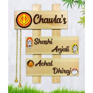 Stylish Teak Wooden Customized Family Name Plate - Karigaari India Aesthetic Home Decor
