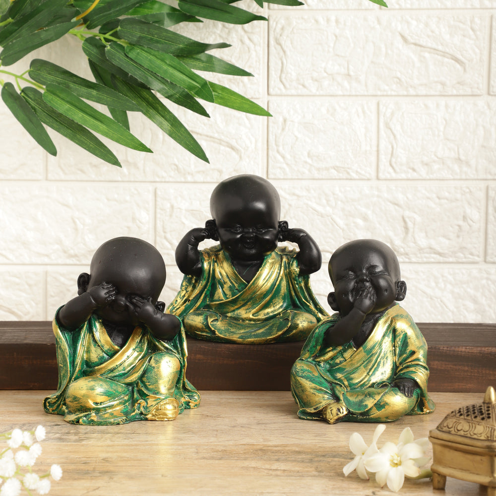 Graceful Zen See No Evil Hear No Evil Speak No Evil Buddha Monks Set Resin Statues For Peace Wisdom Home Decor Home Decoration 1