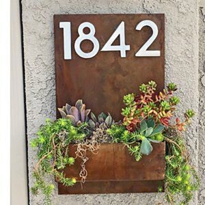 Brown Wooden Planter Number Plate for Outdoor Home - Karigaari India Aesthetic Home Decor