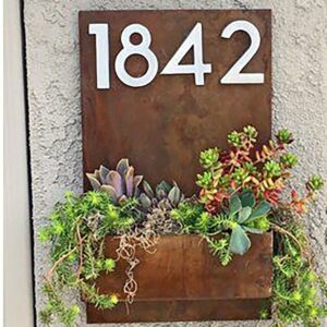 Brown Wooden Planter Number Plate for Outdoor Home - Karigaari India Aesthetic Home Decor