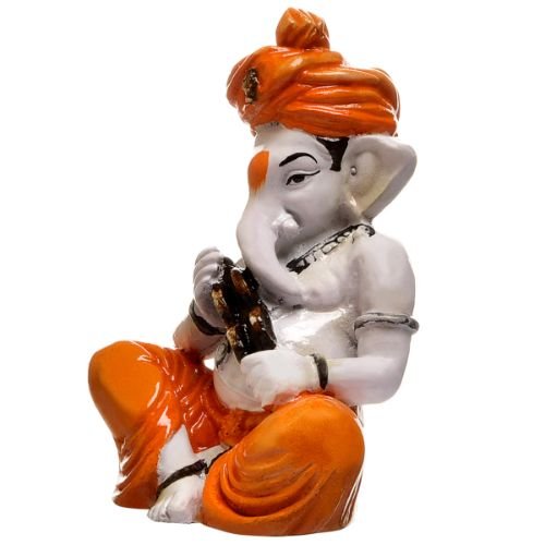 Luxurious Distinctive Design Little Lord Ganesha Playing Instruments Statue Orange Best Item For Home Decoration Home Decor Accent 4 Unique Design Little Lord Ganesha Playing Instruments Idol Orange Best Item for Home Decor - Karigaari India Aesthetic Home Decor