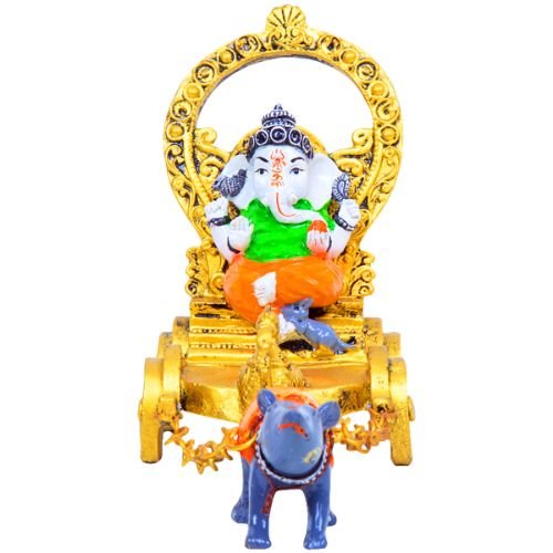 Luxurious Distinctive Design Lord Ganesh Sitting In Rath Figure Best Item For Home Home Decor Decorative Piece 2 Unique Design Lord Ganesh Sitting In rath Idol Best Item for Home Decor - Karigaari India Aesthetic Home Decor