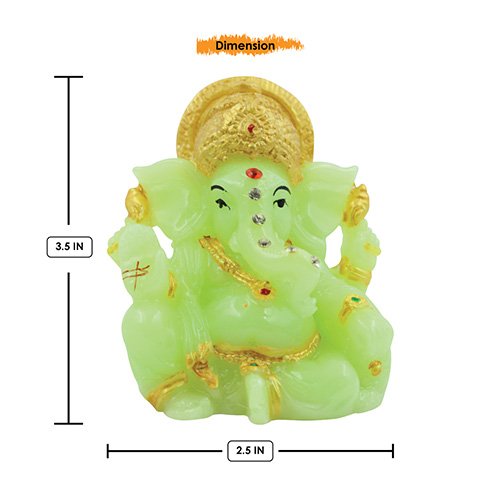 Unique Design Lord Ganesha Sitting Idol Crystal Green Color Best for Home Decor - Karigaari India Aesthetic Home Decor