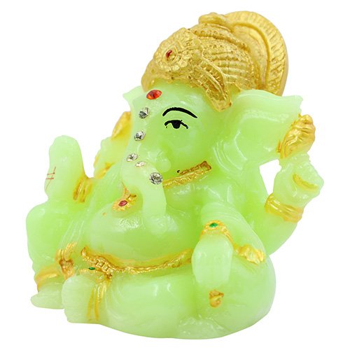 Unique Design Lord Ganesha Sitting Idol Crystal Green Color Best for Home Decor - Karigaari India Aesthetic Home Decor