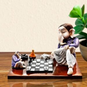 Unique Little Lord Ganesha Playing Chess With Mouse Best Item for Home Decor - Karigaari India Aesthetic Home Decor