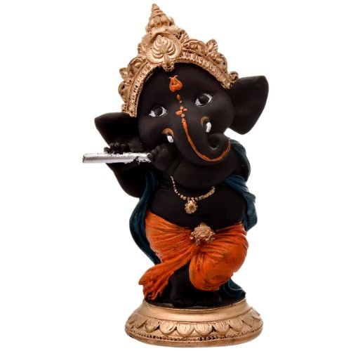 Luxurious Distinctive Little Lord Ganesha Standing Playing Flute With One Leg Figurine Black Color Best Item For Home Decor Luxurious Accent 3 Unique Little Lord Ganesha Standing & Playing Flute With One Leg Idol Black Color Best Item for Home Decor - Karigaari India Aesthetic Home Decor