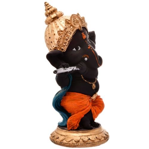 Luxurious Distinctive Little Lord Ganesha Standing Playing Flute With One Leg Figurine Black Color Best Item For Home Decor Luxurious Accent 5 Unique Little Lord Ganesha Standing & Playing Flute With One Leg Idol Black Color Best Item for Home Decor - Karigaari India Aesthetic Home Decor