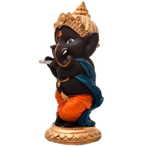 Luxurious Distinctive Little Lord Ganesha Standing Playing Flute With One Leg Figurine Black Color Best Item For Home Decor Luxurious Accent 7 Unique Little Lord Ganesha Standing & Playing Flute With One Leg Idol Black Color Best Item for Home Decor - Karigaari India Aesthetic Home Decor