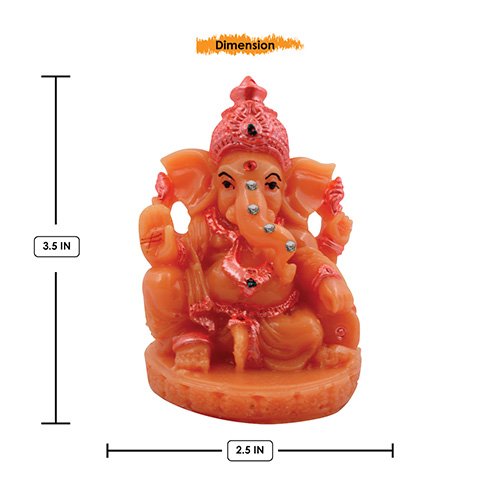 Unique Lord Ganesha Sitting With One Leg Down Idol Orange Color And Pink Ornaments Best for Home Decor - Karigaari India Aesthetic Home Decor