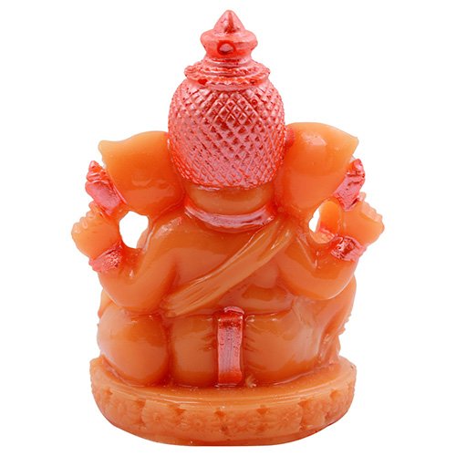 Unique Lord Ganesha Sitting With One Leg Down Idol Orange Color And Pink Ornaments Best for Home Decor - Karigaari India Aesthetic Home Decor