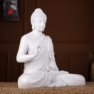 Pure White Meditating Buddha Resin Home Decor & Gift - Karigaari India Aesthetic Home Decor
