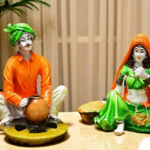 Ethnic Village Couple Resin Showpiece Set - Karigaari India Aesthetic Home Decor